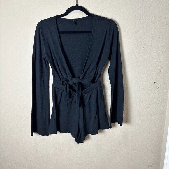 URBAN OUTFITTERS Out From Under Ribbed Knit Tie Front Romper Onesie Size XS - Picture 2 of 8